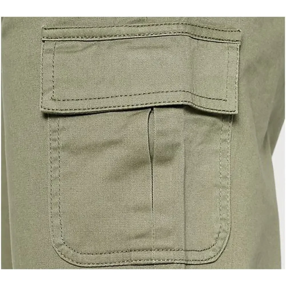 Denim & Co. Reg EasyWear Twill Pull-On Cargo Straight Leg Pants Dark Olive Sz XL